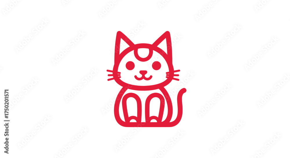 Fototapeta premium Cartoon red kitty icon