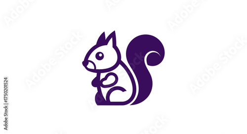 Minimalist, purple squirrel with a bushy tail