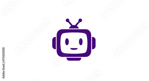 Purple robot head with antenna