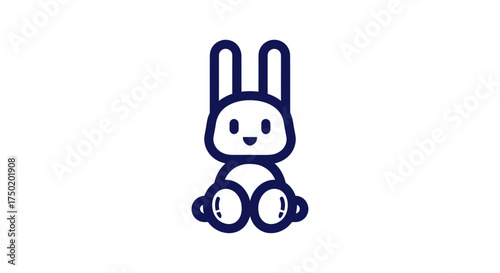 Minimalist navy bunny icon with big feet