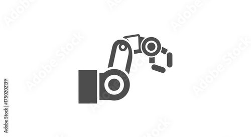 Robotic arm icon, gray on white