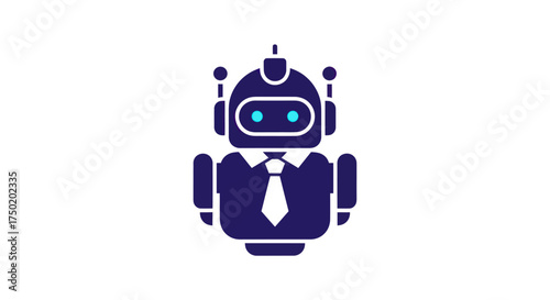 Cartoon-style robot in a suit
