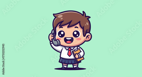 Cartoon child on phone