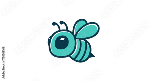 Cute, teal bee with large eye