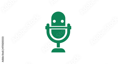 Green microphone icon on a white background