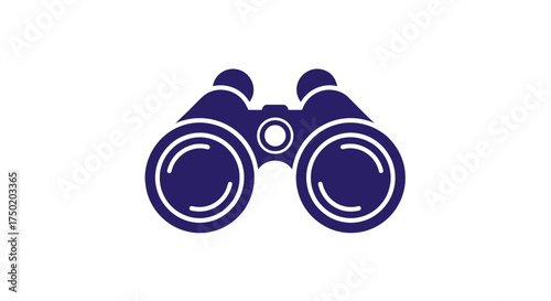 Navy binoculars, two eye tubes, center focus wheel, white accents