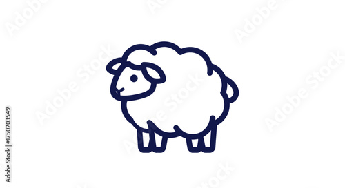 Line art of a woolly sheep, stylized