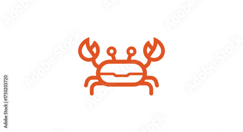 Cartoonish orange crab with outlined form on a white background