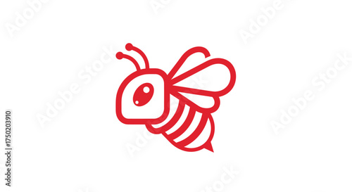 Stylized red outline bee graphic