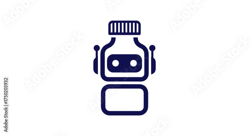 Stylized blue robot figure on white background