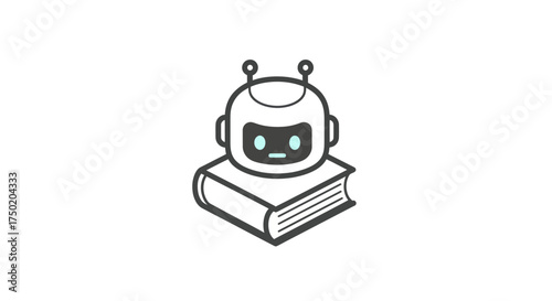 Robot rests atop a closed book