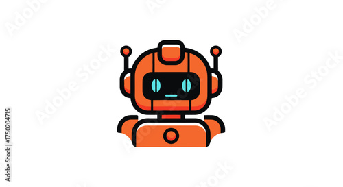Orange cartoon robot with antenna eyes and minimalist design