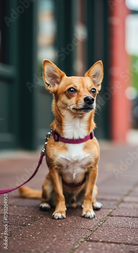 A charming canine poses in a vibrant, nostalgic setting, showcasing a playful, vintage aesthetic. Classic colors and textures evoke a bygone era ,classic ,creative ,nostalgic