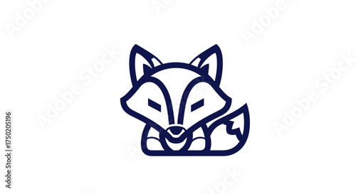Stylized dark blue fox illustration on a white background