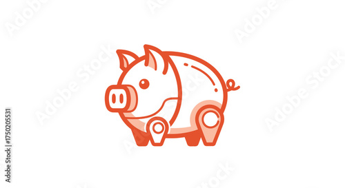 Simple illustration of a pig with pin icons on its feet