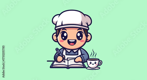 Chef writes recipe with coffee