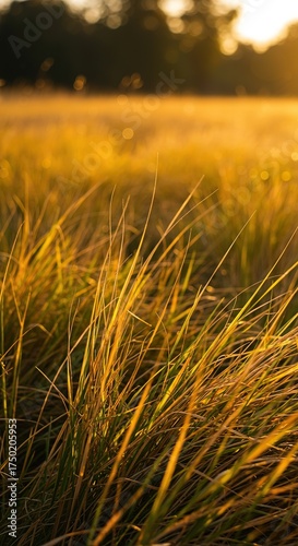 Close-up of golden autumn grass bathed in soft sunlight, showcasing the dry texture and warm hues of the changing season, a tranquil fall scene ,gentle ,autumn ,colors