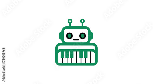Robot outline atop piano keys