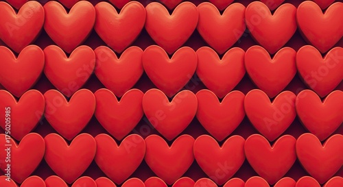 A vibrant background featuring a repeating pattern of stylized hearts, evoking a nostalgic, retro aesthetic. Ideal for creative projects ,seamless ,pattern ,tiling