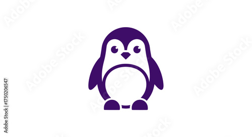 Cartoon penguin icon, purple