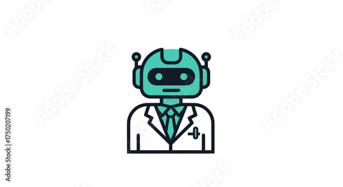 Robot doctor icon in white coat