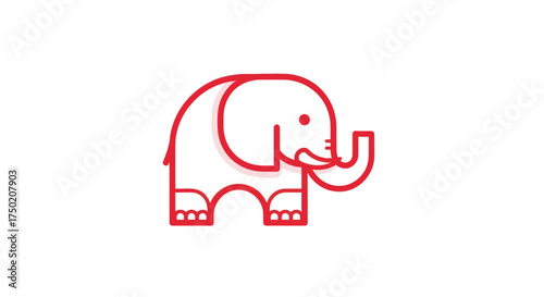 Red outlined cartoon elephant against a white background