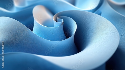 3D abstract blue background with curved paper shapes, elegant minimalist wallpaper for design and presentation
