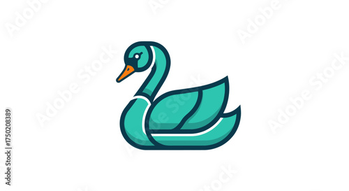 Teal swan icon with dark outline on white background