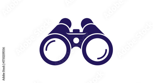 Dark blue binocular icon on a white background, facing forward
