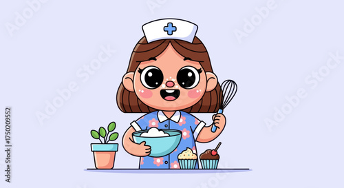 Nurse-themed baking illustration
