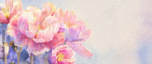 Soft and elegant animated background of watercolor flowers blooming. Gentle pastel colors create a loving atmosphere, perfect for Mother's Day greetings, invitations, or special event videos.