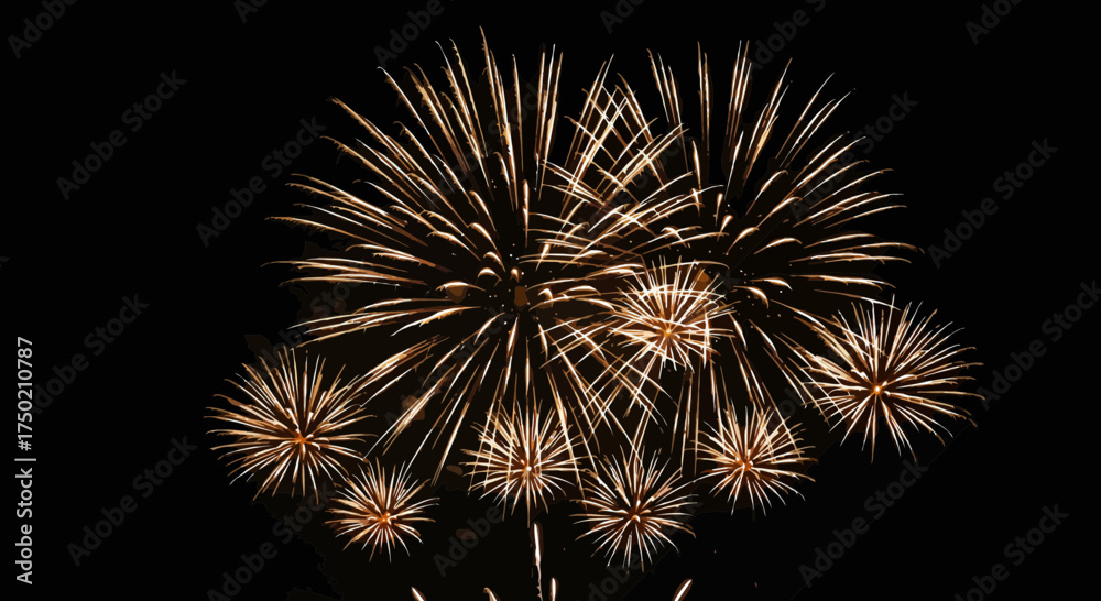 Obraz premium Spectacular golden fireworks display illuminating the dark night sky beautifully