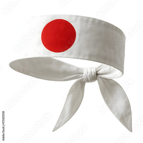 Japanese Headband with Rising Sun Symbol Isolated on White Background