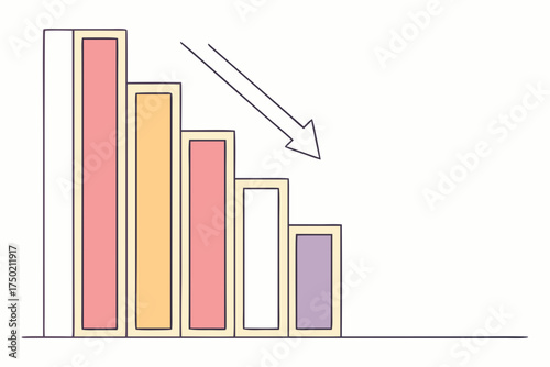 Colorful bar chart illustrating a financial downward trend