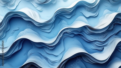 3D abstract blue background with curved paper shapes, elegant minimalist wallpaper for design and presentation
