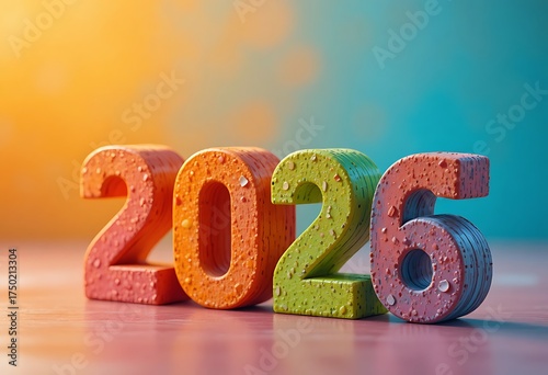 Soft Focus 2026 Design: Bright and Cheerful Rounded Numbers