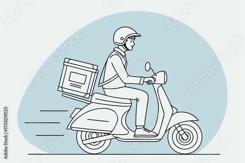 Delivery rider on a scooter transporting food quickly