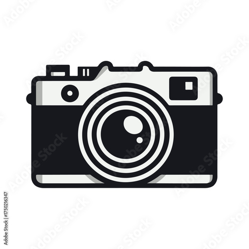 Camera Icon Vector – Black and White Photography Symbol Design
