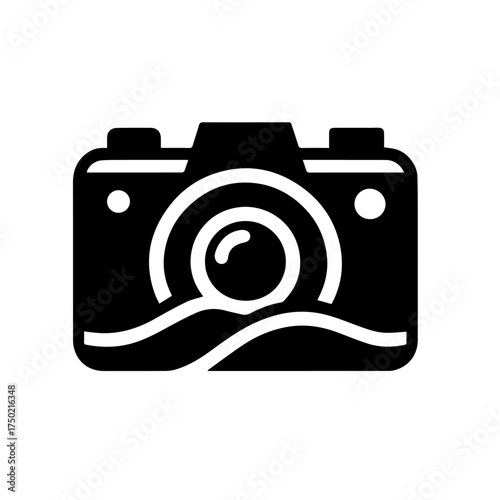 Camera Icon Vector – Black and White Photography Symbol Design