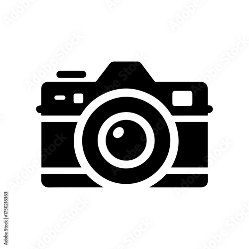 Camera Icon Vector – Black and White Photography Symbol Design