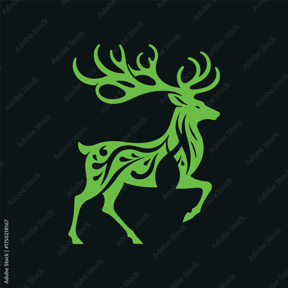 Fototapeta premium green deer with a dark background