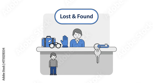 A Lost and Found illustration showing misplaced objects and hopeful retrieval
