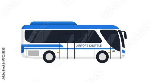A modern illustration of a blue and white Airport Shuttle Bus design