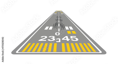 Abstract runway illustration in perspective with markings and guidance