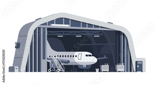 Airplane in an Aircraft Hangar for Maintenance and Repair Services