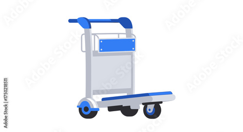 Depiction of a flat vector luggage trolley, equipment and transportation