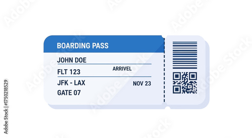 Detailed single boarding pass illustration ready for air journey theme