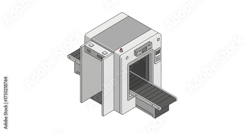 Isometric depiction of modern luggage scanner for secure area inspection