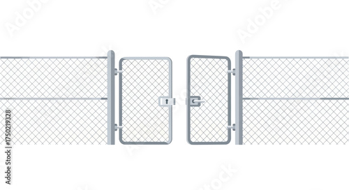 Metal chain link fence gate showcasing security and property boundaries