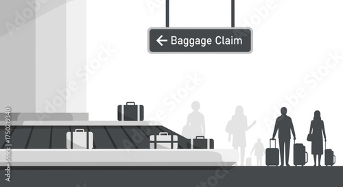 Minimalist vector graphic illustrating the baggage claim area at the airport